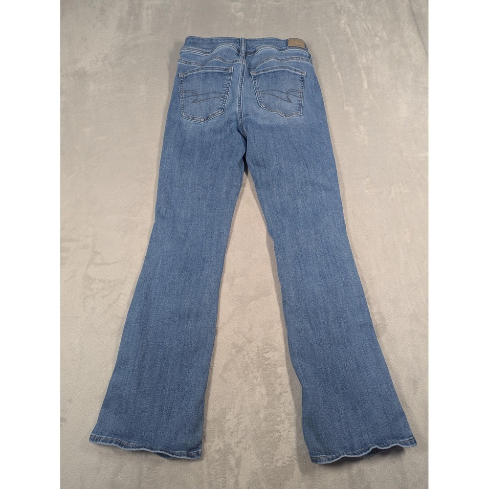 American Eagle Jeans Womens 4 Short Blue Light Wash Mid Rise Kick Boot Denim - Picture 10 of 11